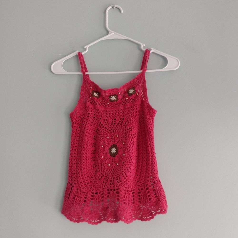 Girls pink one step up tank top